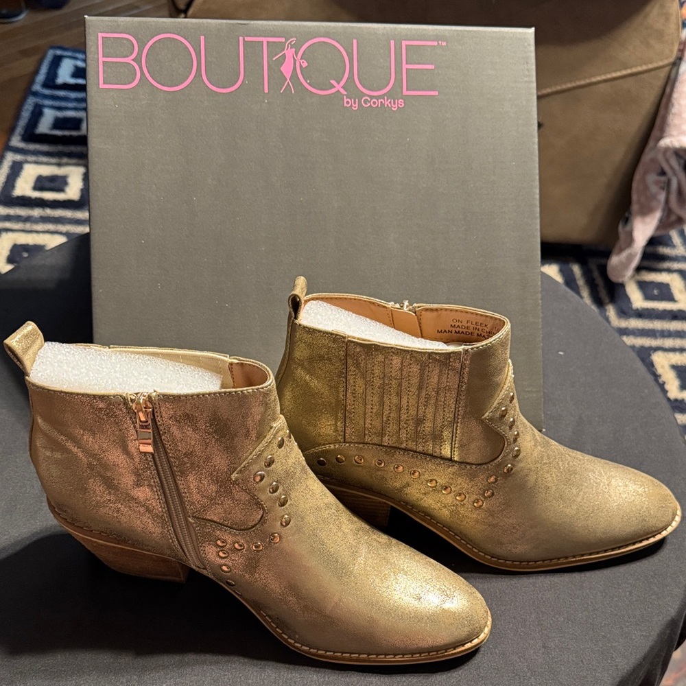 Corkys Metallic Gold Ankle Booties